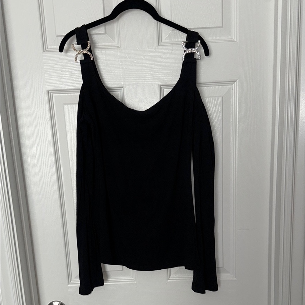 Black Cut Out Women’s Top W/Silver Accent XL